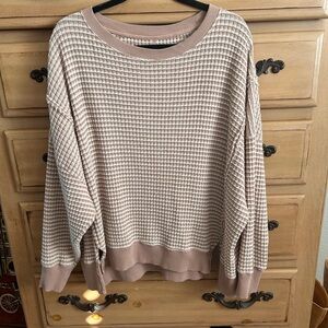 American Eagle Women's Beige Waffle Knit Sweater